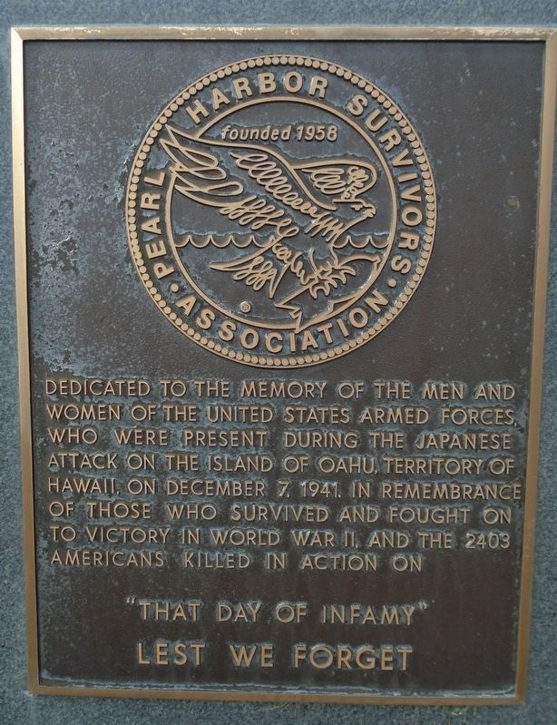 Pearl Harbor Survivors Association Marker image. Click for full size.