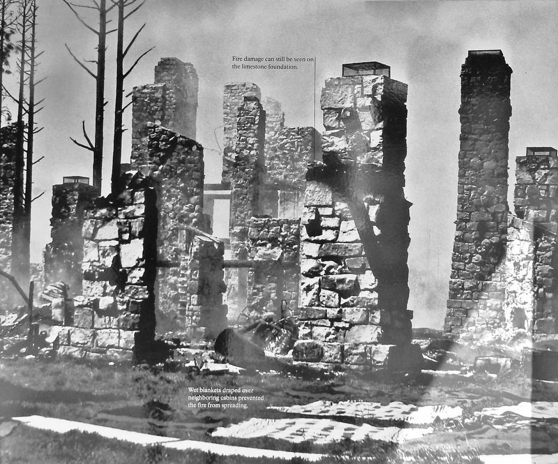 Marker detail: 1928 Fire Damage image. Click for full size.