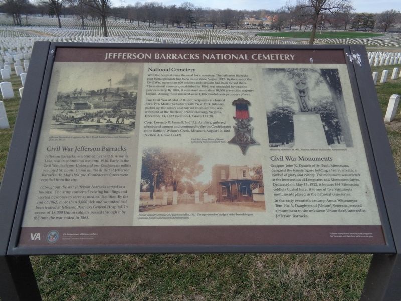 Jefferson Barracks National Cemetery Marker. Click for full size. Jefferson Barracks National Cemetery Marker image. Click for full size.