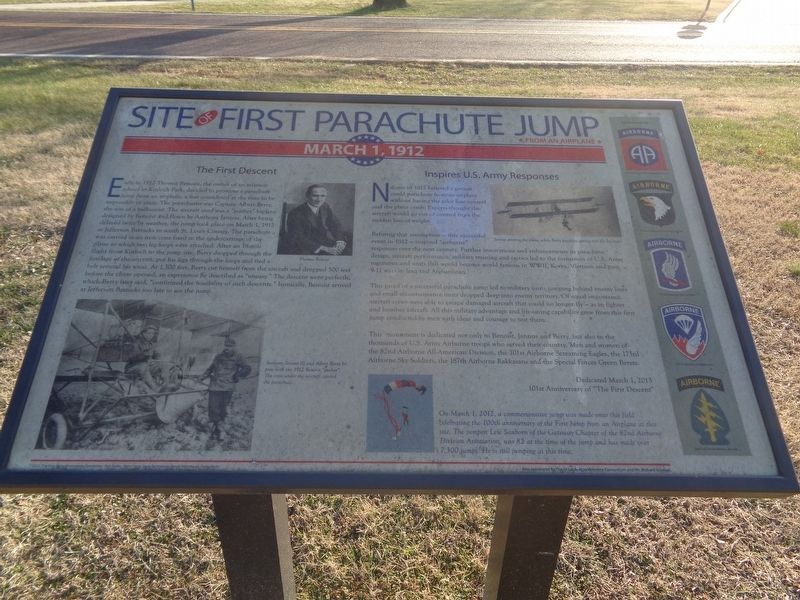 Site of First Parachute Jump Marker image. Click for full size.