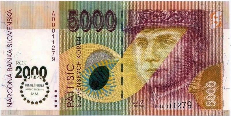 General Milan Stefanik on the Slovak 5000 koruna note image. Click for full size.