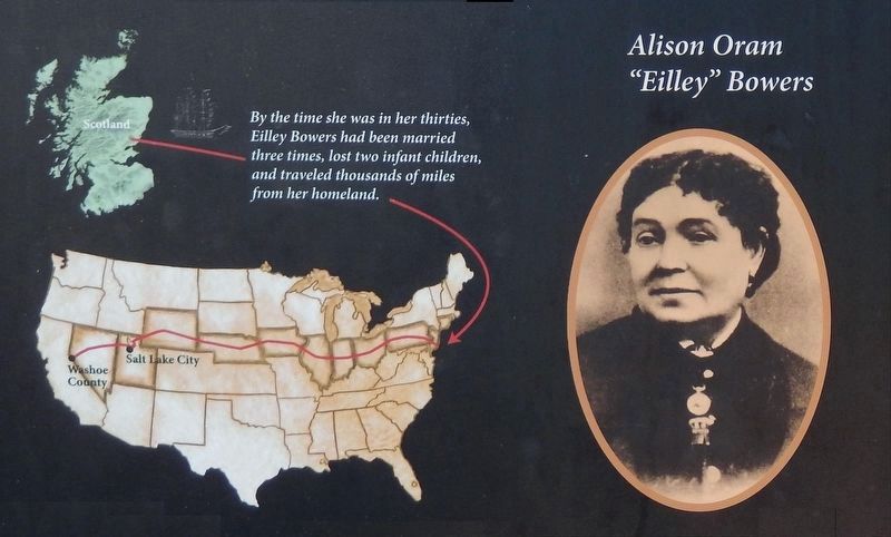 Marker detail: Alison Oram “Eilley” Bowers image. Click for full size.