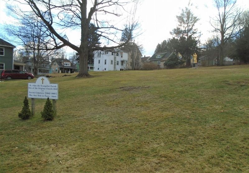 Site of Original St. John the Evangelist Church and Cemetery and Marker image. Click for full size.