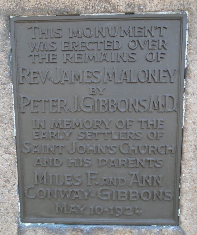 Rev. James Maloney and Early Settlers of Saint John's Church Marker image. Click for full size.