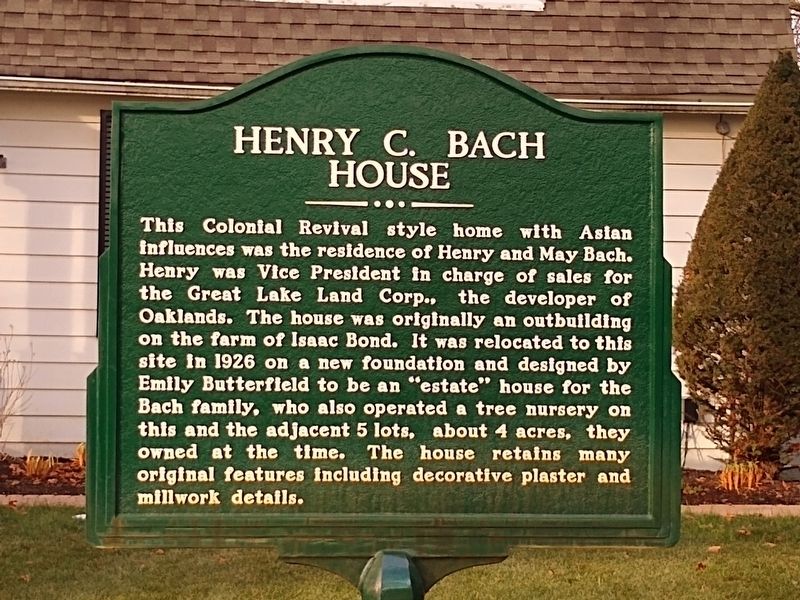 Henry C. Bach House Marker image. Click for full size.