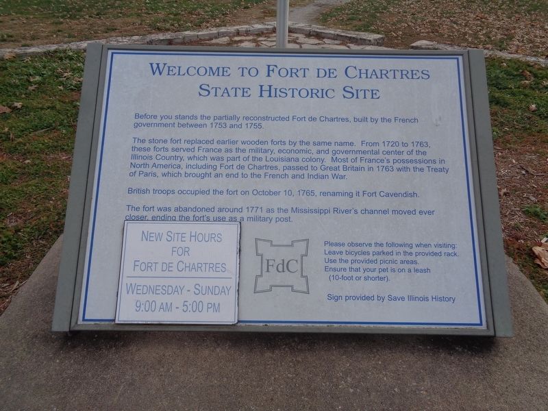 Welcome to Fort de Chartres State Historic Site Marker image. Click for full size.
