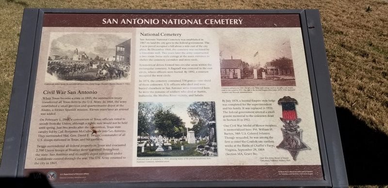 San Antonio National Cemetery Marker. Click for full size. San Antonio National Cemetery Marker image. Click for full size.