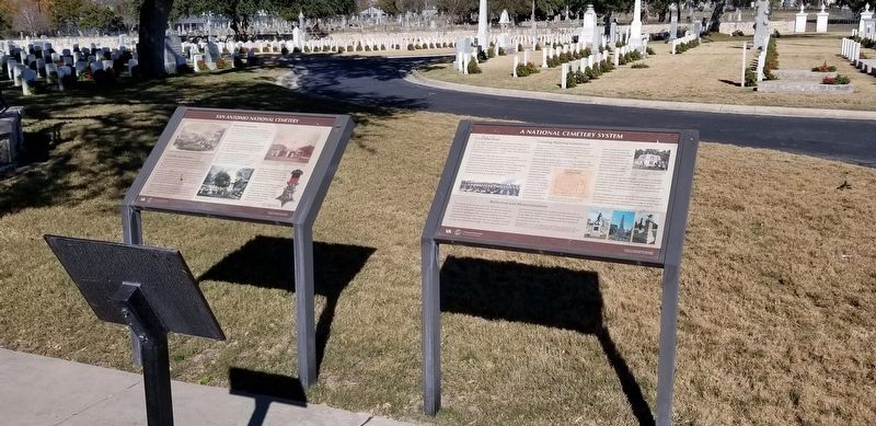 San Antonio National Cemetery Marker, on the left image. Click for full size.