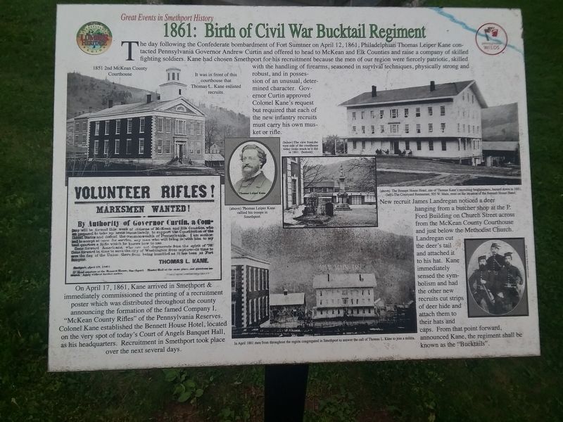 1861: Birth of Civil War Bucktail Regiment Marker image. Click for full size.