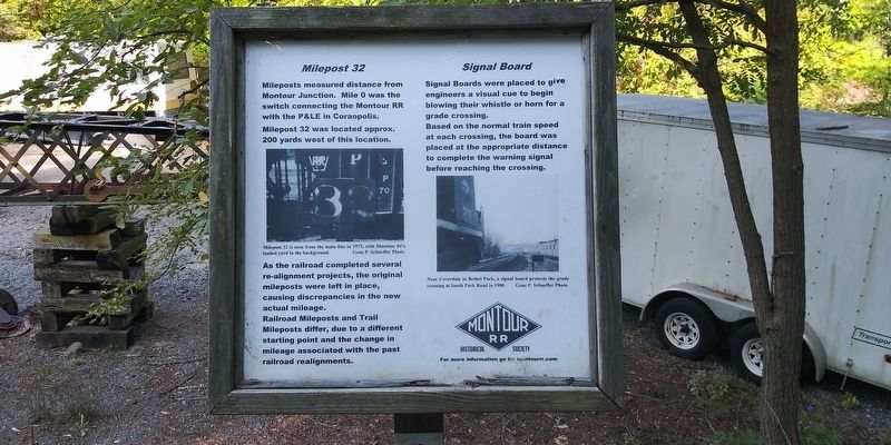 Milepost 32 - Signal Board Marker. Click for full size. Milepost 32 - Signal Board Marker image. Click for full size.