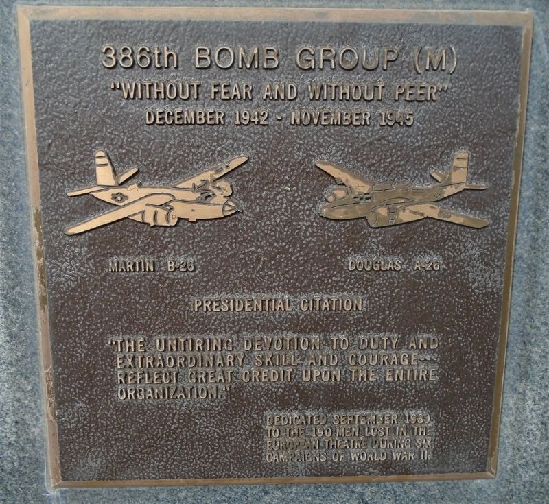 386th Bombardment Group (M) Marker image. Click for full size.