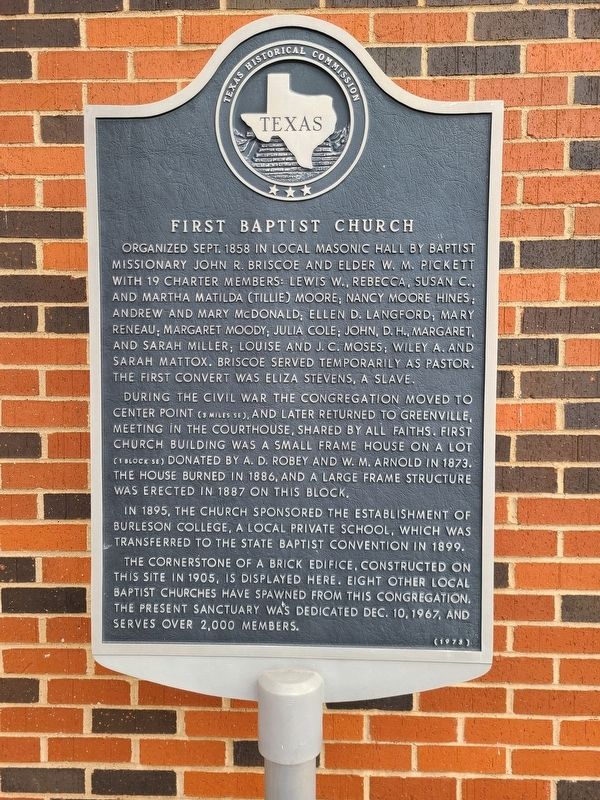 First Baptist Church Marker. Click for full size. First Baptist Church Marker image. Click for full size.