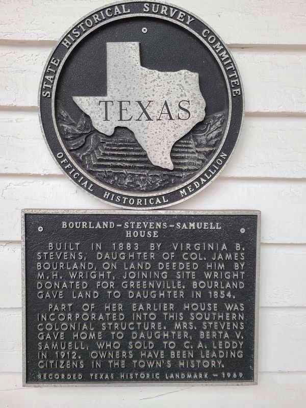 Bourland-Stevens-Samuell House Marker image. Click for full size.