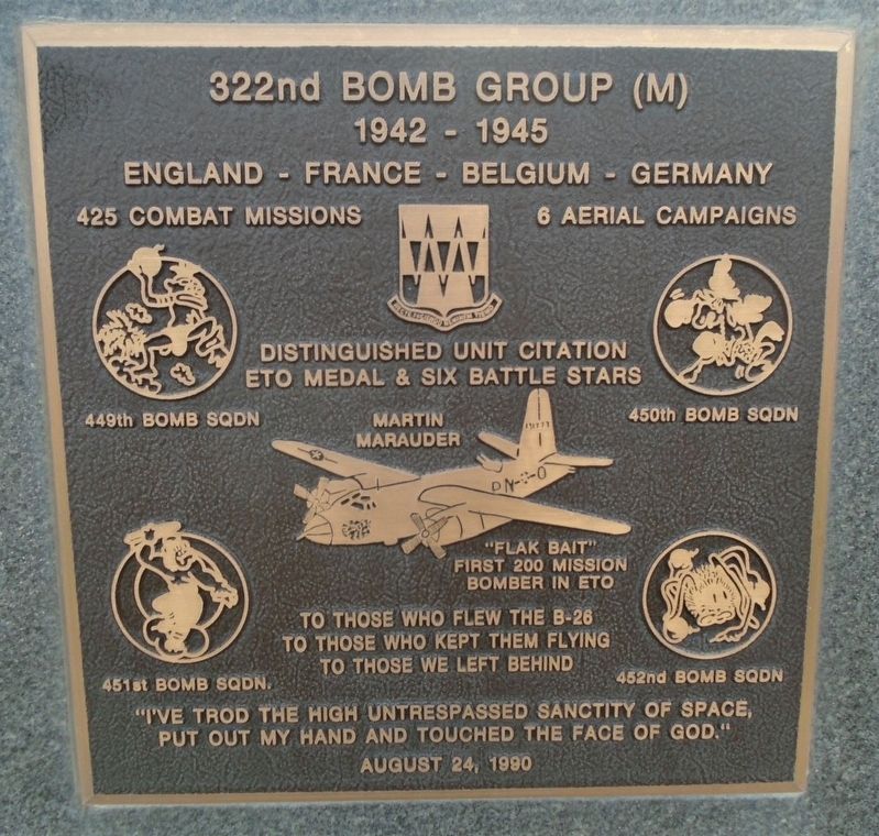 322nd Bomb Group (M) Marker image. Click for full size.