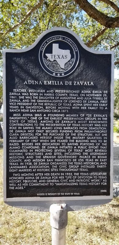 Adina Emilia De Zavala Historical Marker