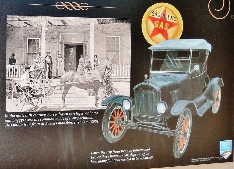 Marker detail: Transportation to Bowers Mansion image. Click for full size.