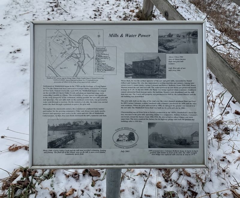 Mill & Water Power Marker image. Click for full size.