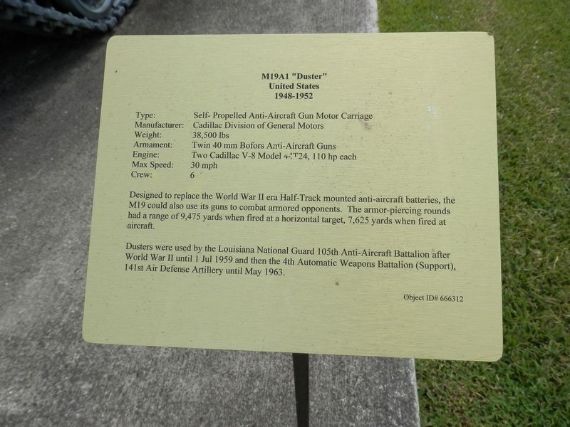 M19A1 "Duster" Marker image. Click for full size.