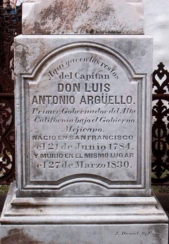 Don Luis Arguello tombstone image. Click for full size.