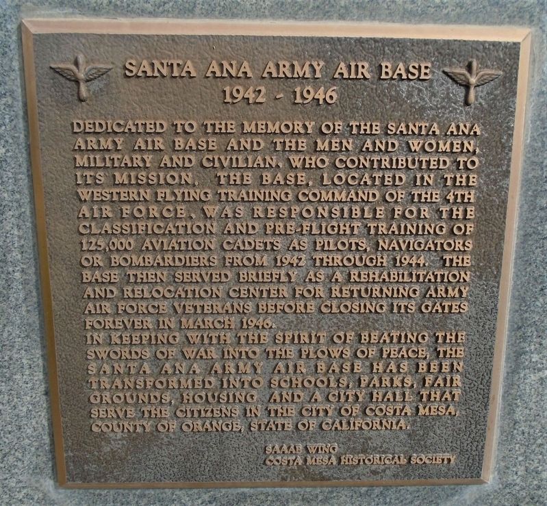 Santa Ana Army Air Base Marker image. Click for full size.