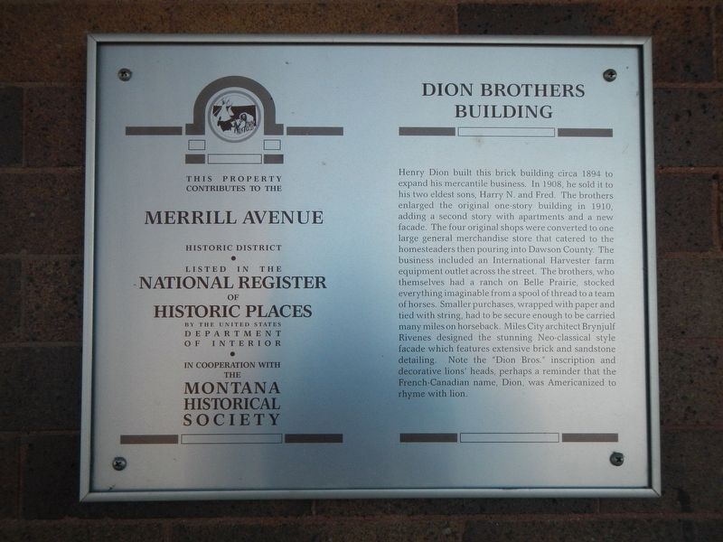 Dion Brothers Building Marker image. Click for full size.