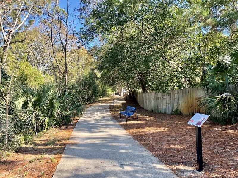 Dorie's POW Negotiations Marker along the trail. image. Click for full size.