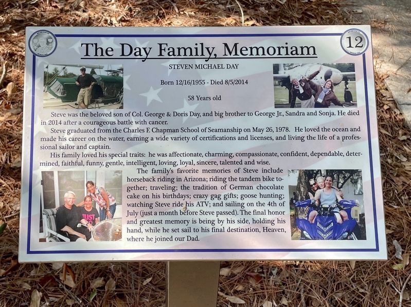 The Day Family, Memoriam marker along trail. (#12) image. Click for full size.