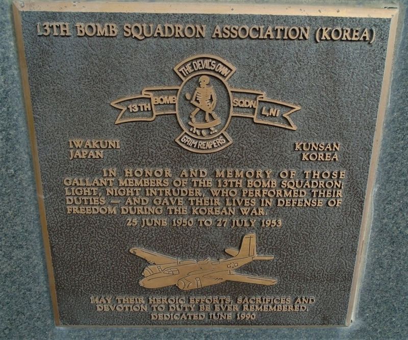 13th Bomb Squadron Association (Korea) Marker. Click for full size. 13th Bomb Squadron Association (Korea) Marker image. Click for full size.