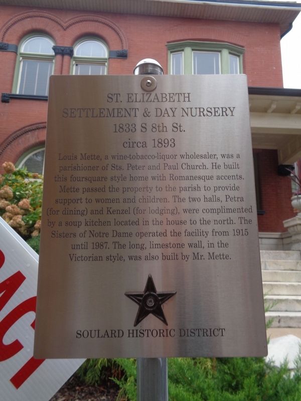 St. Elizabeth Settlement & Day Nursery Marker image. Click for full size.