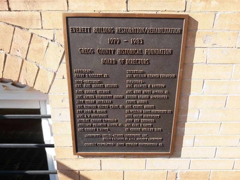 Everett Building restoration tablet. Click for full size. Everett Building restoration tablet image. Click for full size.