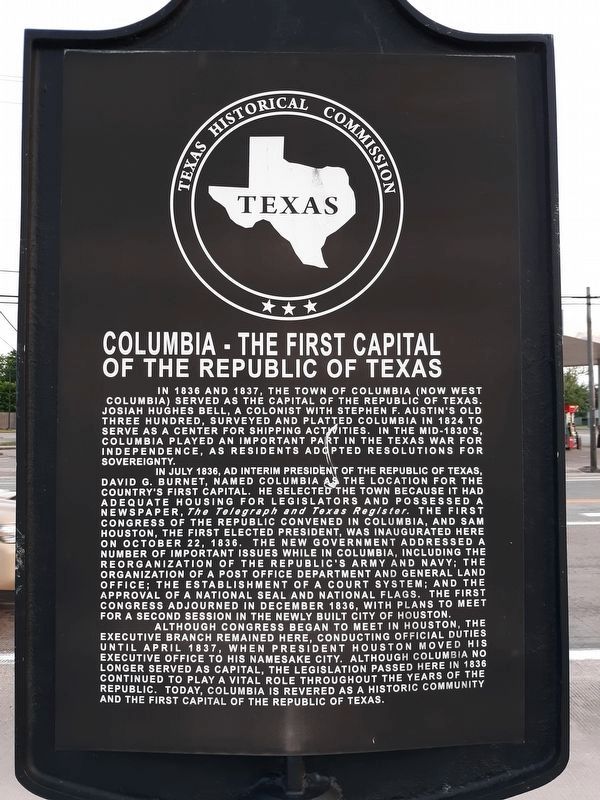 Columbia - The First Capital of The Republic of Texas Marker reverse. Click for full size. Columbia - The First Capital of The Republic of Texas Marker reverse image. Click for full size.