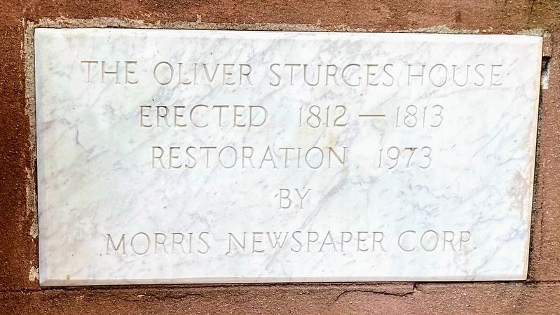 Cornerstone near the entrance to the Oliver Sturges House. Click for full size. Cornerstone near the entrance to the Oliver Sturges House image. Click for full size.