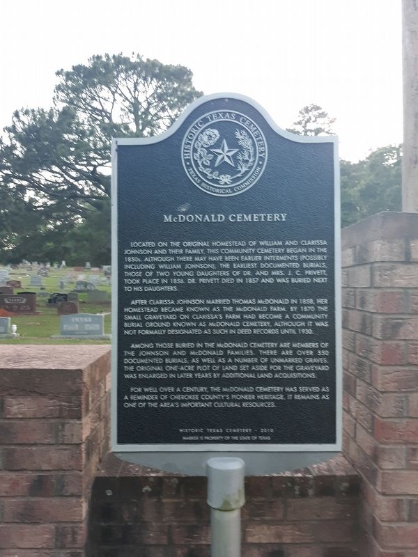 McDonald Cemetery Marker image. Click for full size.