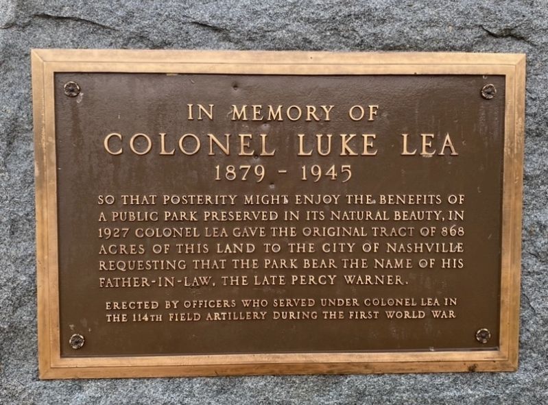 In Memory of Colonel Luke Lea 1879-1945 image. Click for full size.