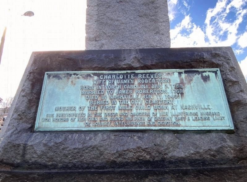 Charlotte Reeves Marker on the James Robertson Monument image. Click for full size.