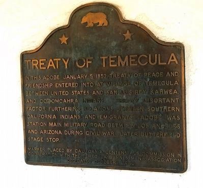 Treaty of Temecula Marker image. Click for full size.
