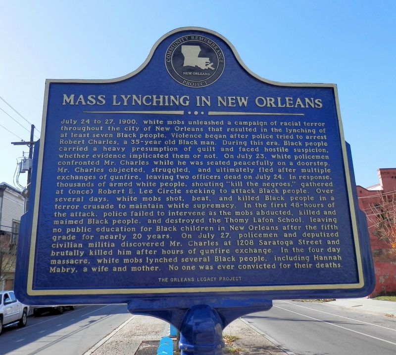 Mass Lynching in New Orleans/Racial Violence in America Marker image. Click for full size.