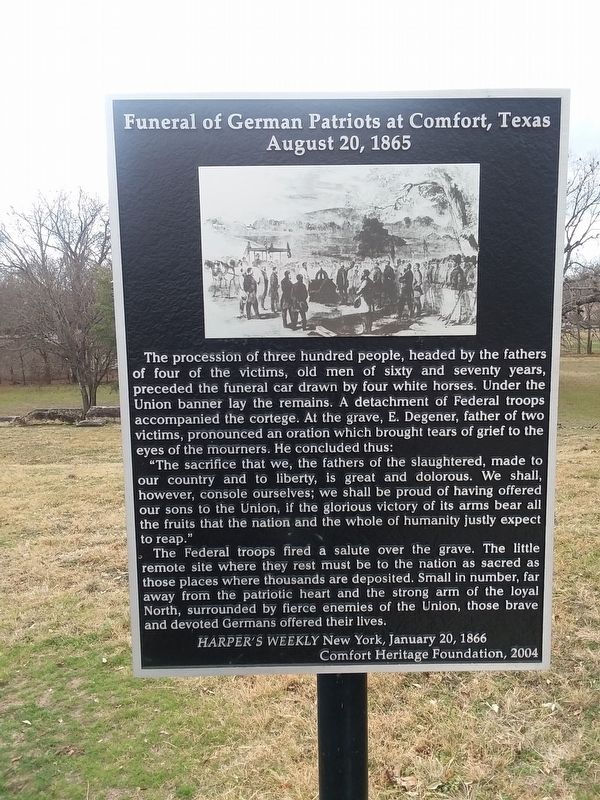 Funeral of German Patriots at Comfort, Texas Marker image. Click for full size.