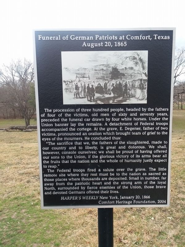 Funeral of German Patriots at Comfort, Texas Marker. Click for full size. Funeral of German Patriots at Comfort, Texas Marker image. Click for full size.