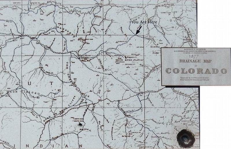 Marker detail: 1877 Drainage Map of Colorado image. Click for full size.