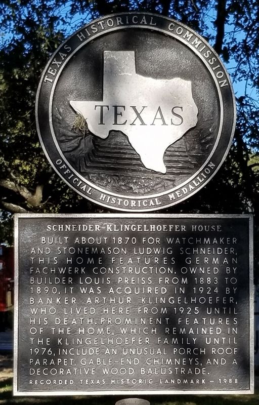 Schneider-Klingelhoefer House Marker. Click for full size. Schneider-Klingelhoefer House Marker image. Click for full size.