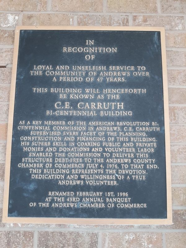 C.E. Carruth Bi-Centennial Building Marker image. Click for full size.