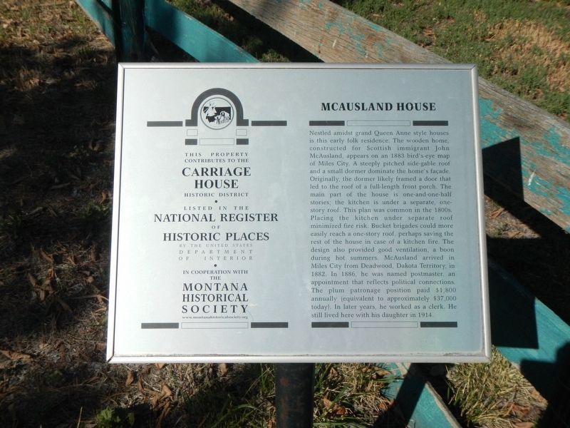 McAusland House Marker image. Click for full size.