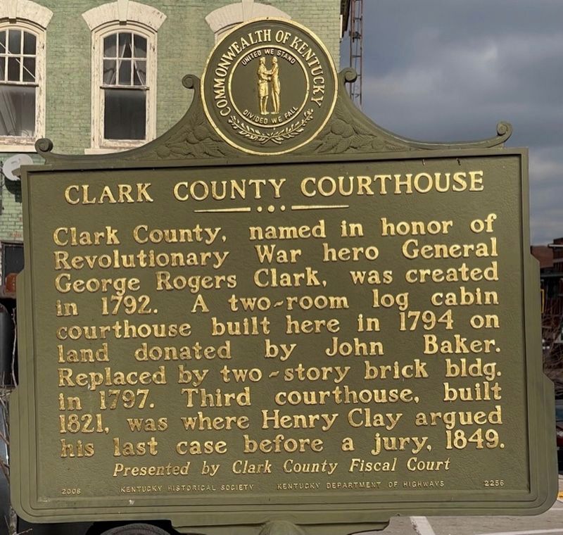 Clark County Courthouse Marker. Click for full size. Clark County Courthouse Marker image. Click for full size.