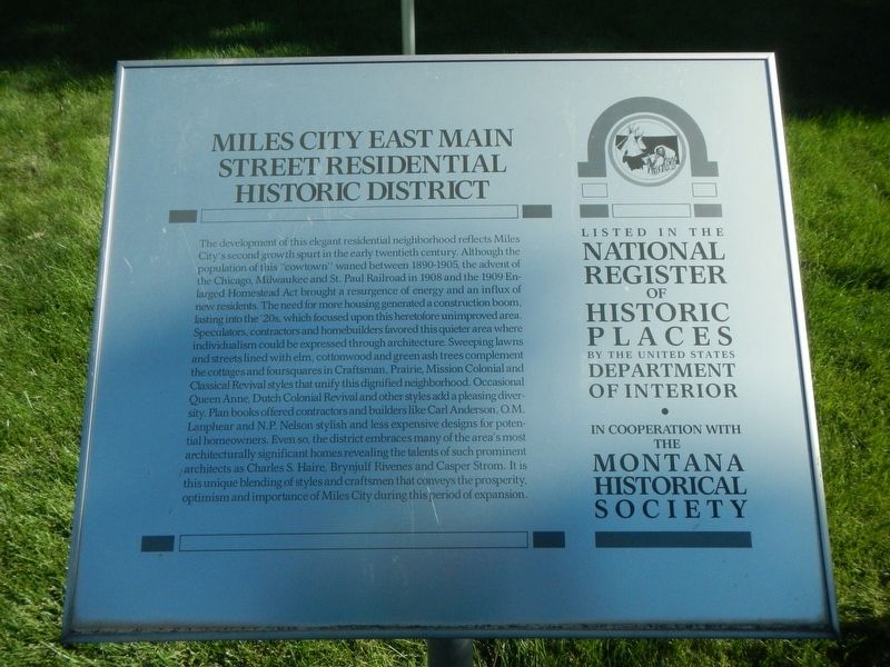 Miles City East Main Street Residential Historic District Marker image. Click for full size.