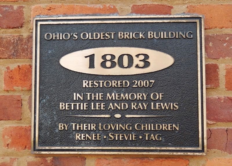 Ohio's Oldest Brick Building Marker image. Click for full size.