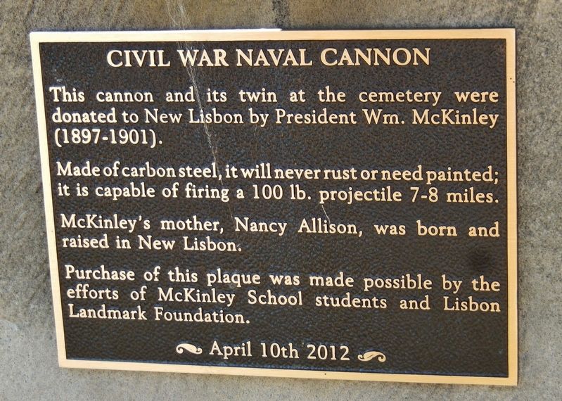 Civil War Naval Cannon Marker. Click for full size. Civil War Naval Cannon Marker image. Click for full size.