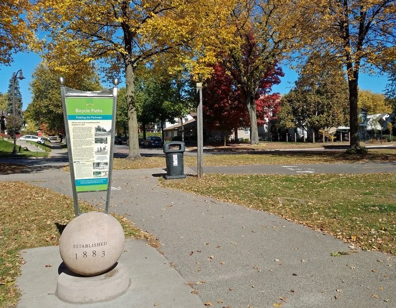 Marker beside path south of Minnehaha Parkway image. Click for full size.