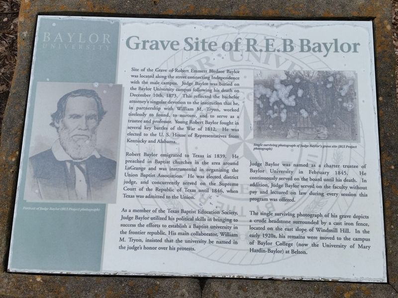 Grave Site of R.E.B. Baylor Marker image. Click for full size.