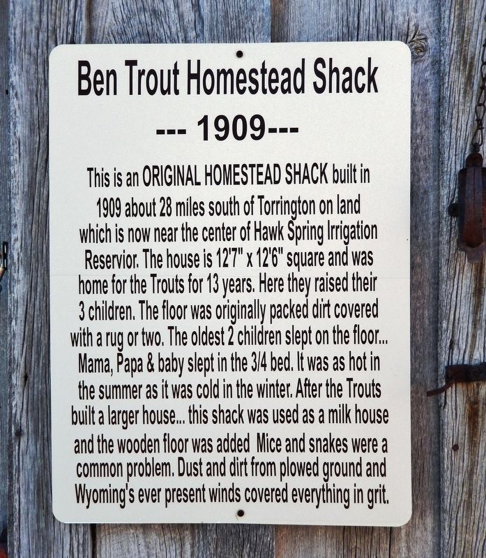 Ben Trout Homestead Shack Marker image. Click for full size.